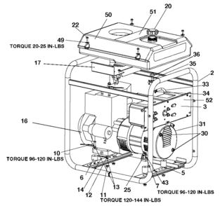Default Diagram and Parts List for BS600 Type 0 Porter Cable Generator